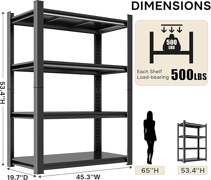Industrial Metal Book Organizer 4 Tier Adjustable Shelf Unit - Black, Small Space Bookcase for Bedroom, Living Room, Kitchen, Balcony
