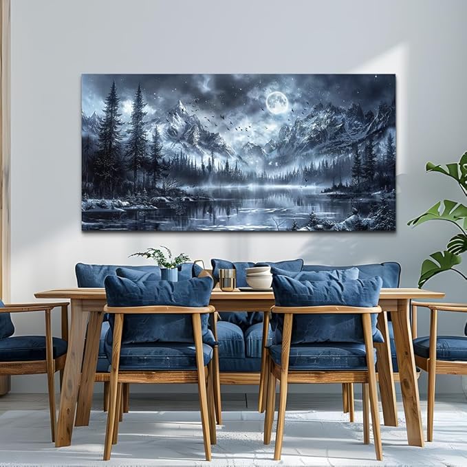 FUHAIHUA Canvas Wall Art For Living Room Wall Decor For Office Bedroom Decorations Black And White Wall Paintings Forest Landscape Pictures Hotel Artwork Posters Home Decor Ready to Hang 20X40 In
