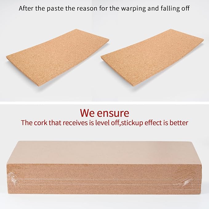 Cork Board Tiles 17”X 8” – 1/2” Thick Cork Board – Bulletin Board – Pin Board Decoration for Pictures,Ultra Strength Adhesive Backing – 6 Pieces Cork Boards for Walls – 1 Box Push Pins