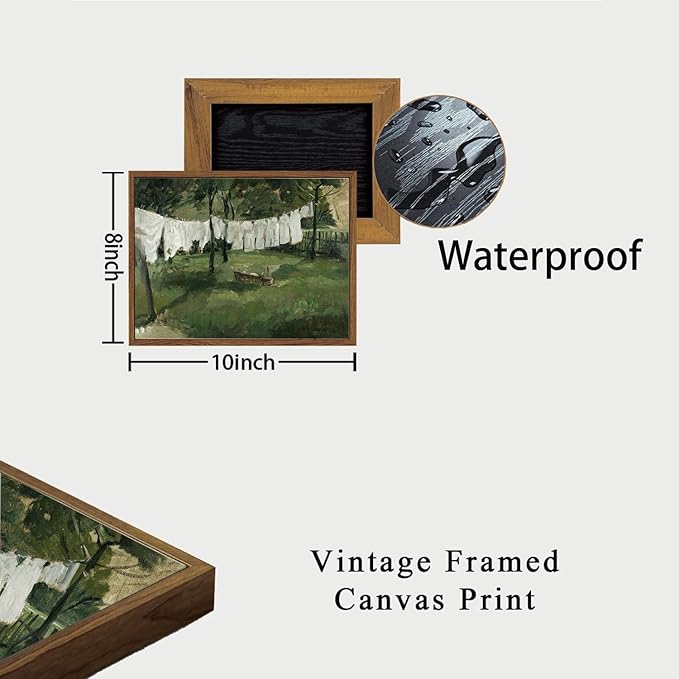 OIQArtOIQ Vintage Landscape Canvas Wall Art Framed Natural Scenery Painting Artwork Prints France Country Wilderness Farmhouse Decor Pictures Kitchen Bedroom Living Room Bathroom