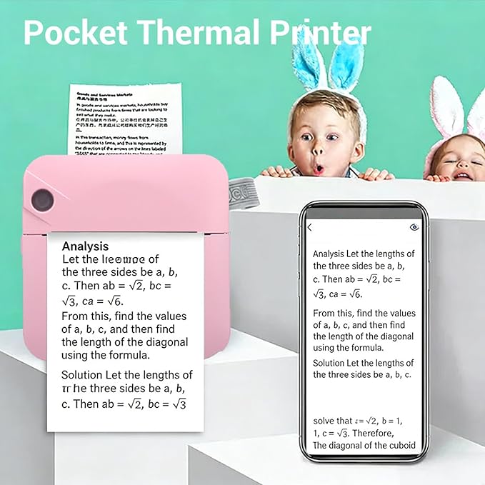 Haofy Portable Thermal Printer Bluetooth Inkless Mini Photo Printer Pocket Label Maker with APP OCR for Stickers Notes Planners for School Office Travel Home (Pink)