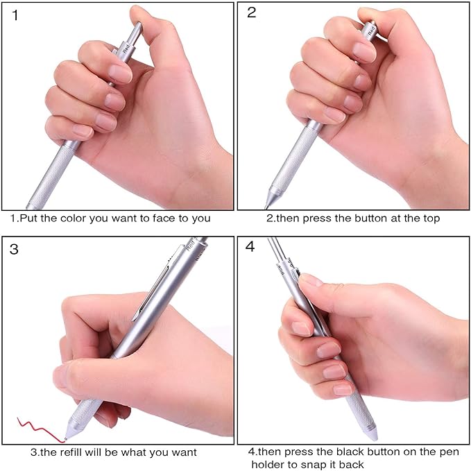 DUNBONG 4 in 1 Multicolor pen, Metal Cased Multifunction Pen, 0.5mm Mechanical Pencil, Red Ball Pen, Blue BallPen and Black Ball Pen (Silver)
