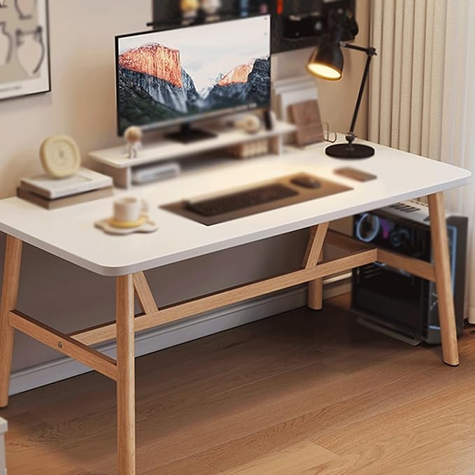 Office Small Computer Desk ，escritorio，Simple Writing Study Work ，Water-Resistant, Scratchproof Surface， for Home Bedroom，Work，Gaming(Warm White,120 * 80cm(47 32in))
