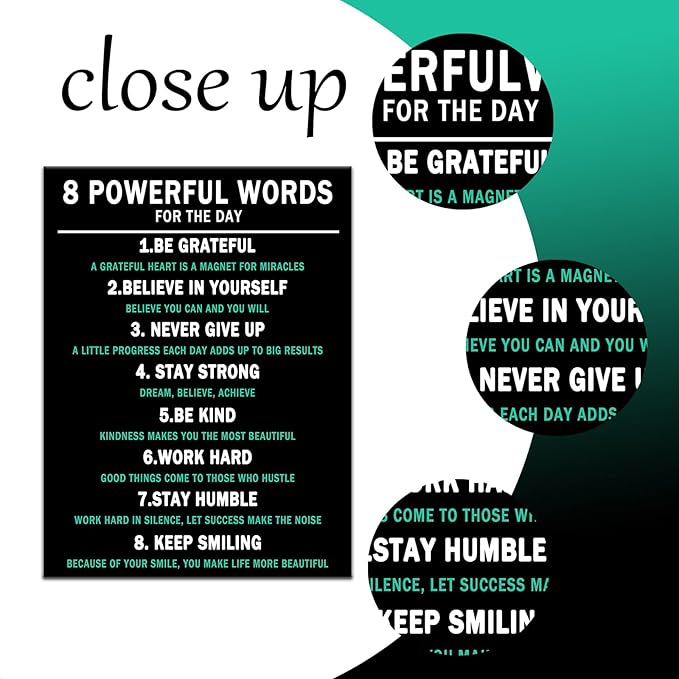 Inspirational Canvas Wall Art 8 Powerful Words Entrepreneur Positive Quotes Prints Poster for Bedroom Office Wall Decoration Modern Canvas Framed Artwork Picture Ready to Hang [18''Wx24''H]