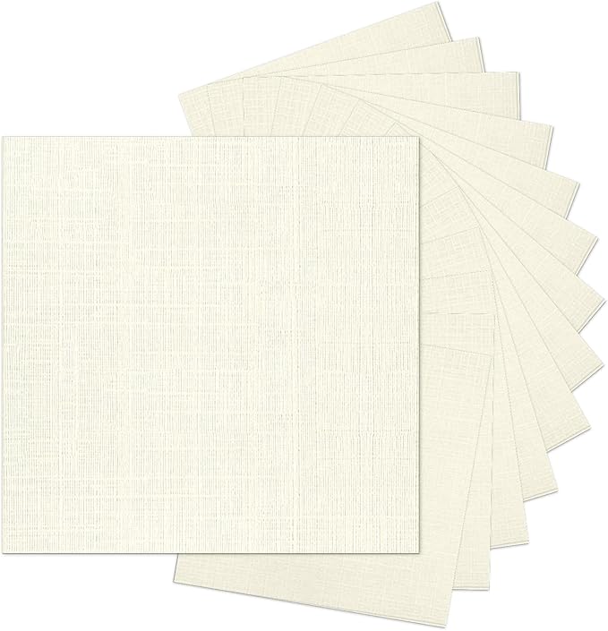 Ivory Linen Paper Textured Cardstock 12x12, Goefun 100 Pack Thick Cardstock Light Cream, 80lb Linen Paper for Printing, Invitations, Card Making, Cricut, Crafting, Scrapbook