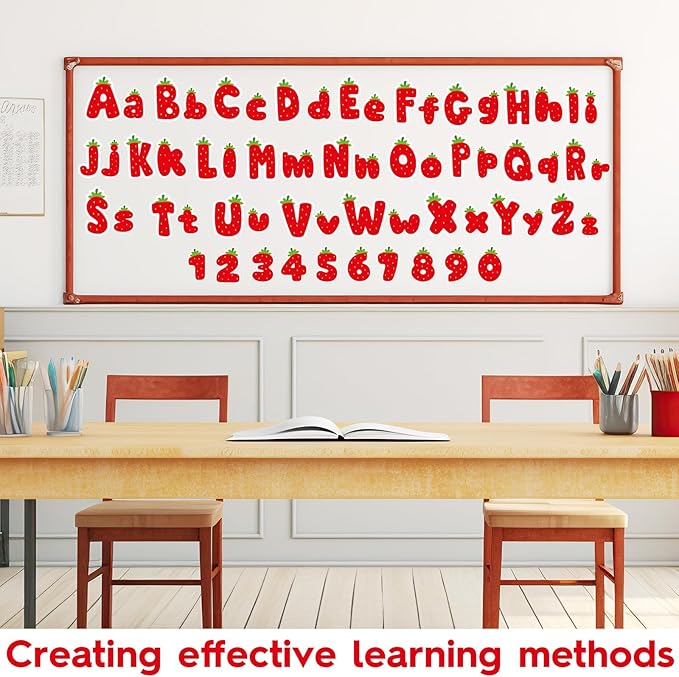260 PCS Strawberry Bulletin Board Letters for Classroom 4” Letters Combo Pack Set Sweet Berry Classroom Decorations Alphabet Numbers Symbols Letters for Bulletin Board Cutouts Card for Classroom Decor