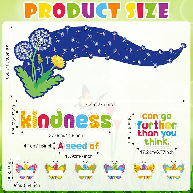 Spring Butterfly Bulletin Board Decorations Set Religious Kindness Bulletin Board Decor Christian Butterfly Name Tags Dandelion Cutouts for Spring Sunday School Classroom Wall Decor