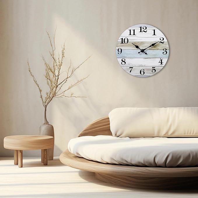 HYLANDA Wall Clock, Wall Clocks Battery Operated Silent Non Ticking, Rustic Clocks Decorative for Kitchen, Bathroom, Bedroom, Living Room, (8 Inch)