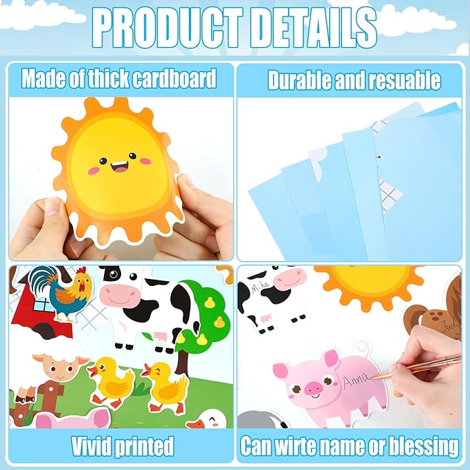 gisgfim Farm Animals Bulletin Board Decorations with Background Welcome to The Farm Paper Cutouts Barnyard Farm Back to School Bulletin Board Set for School Classroom Chalkboard Wall Decor Supplies