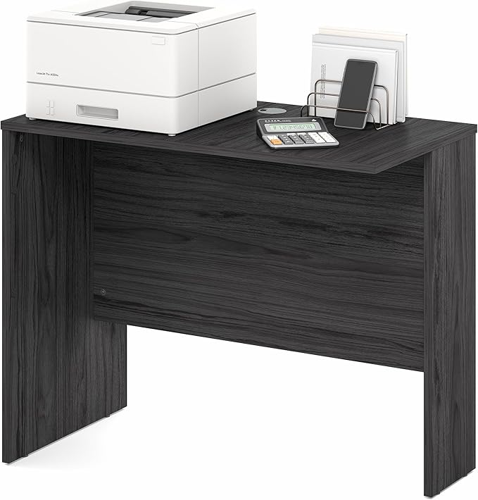Furinno Roger Office Desk Return, 35 Inch Rectangular Desk Return for Executive Desk, Reversible Return with Cord Grommet, Scratchproof and Water-Resistant, for Home Study, Office, Coastal Grey