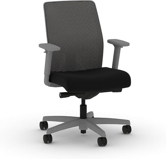 HON Ignition 2.0 Low Back Task Chair, Advanced Synchro-Tilt Control, Office Chair with Lumbar Support, Height and Width Adjustable Arms, Titanium Frame, Black