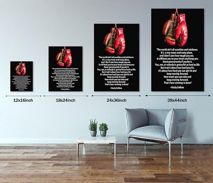 Yatsen Bridge Boxing Champion Motivational Quote Wall Art, Rocky Balboa Movie Poster Art Print with Framed Modern Pop Inspirational Wall Decor for Home Gym Gallery-Wrapped Ready to Hang - 28x44