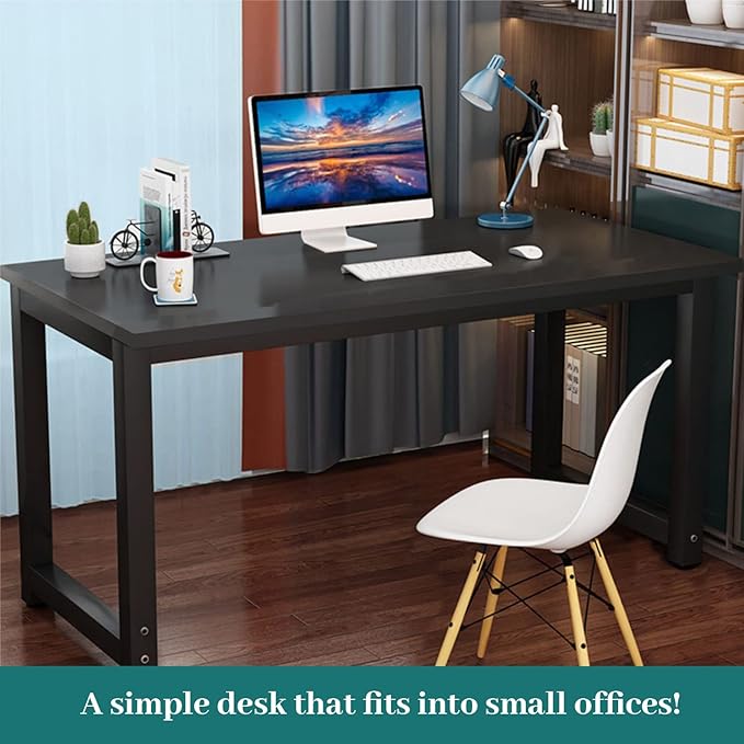 Computer Desk, Home Office Writing Study Desks, Small PC Table Workstation, Modern Simple Style for Space-Saving(47-Inch, Black)