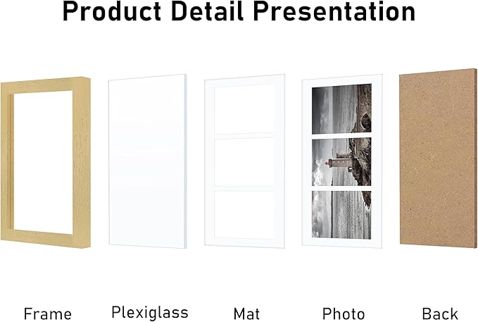 VIOLABBEY 8x14 Picture Frames 2Pack, Fits Three 4x6 Photos with Mat or One 8x14 Picture without Mat for Wall, Gold 4x6 Picture Frame Collage