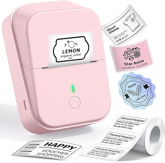 PM260 Label Maker Machine, 2 Inch Label Maker Bluetooth Label Printer, Inkless Portable Labeler with Smart AI APP for Home, Kitchen, School, Office Organization, Pink