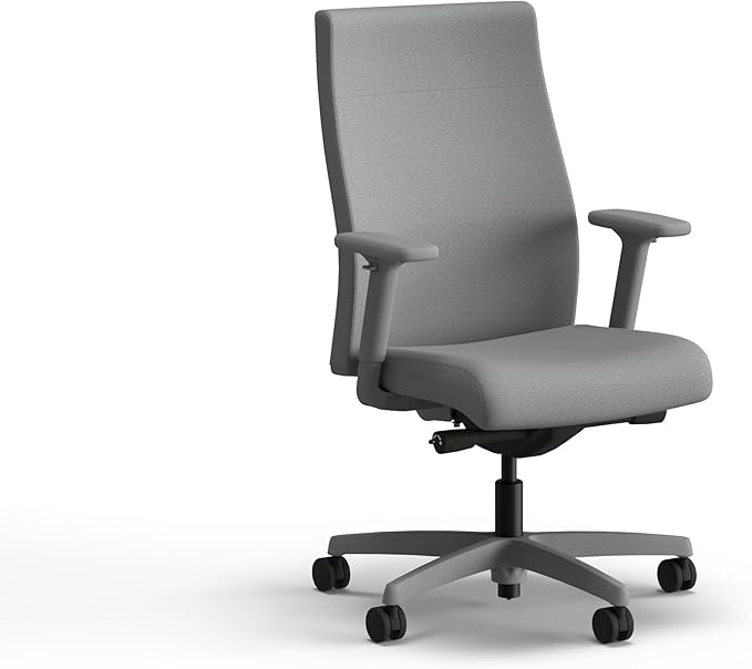 HON Ignition 2.0 Fabric Office Chair, Upholstered, Adjustable Arms, Advanced Synchro-Tilt Recline Executive Ergonomic Office Chair, Titanium Frame, Frost