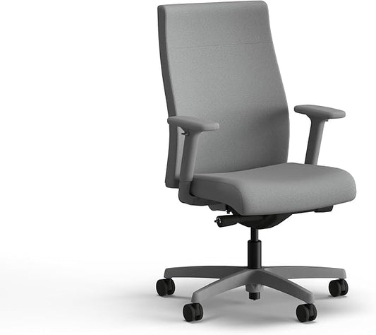 HON Ignition 2.0 Fabric Office Chair, Upholstered, Adjustable Arms, Advanced Synchro-Tilt Recline Executive Ergonomic Office Chair, Titanium Frame, Frost