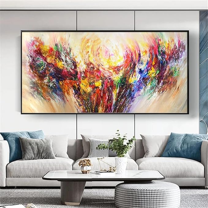 Canvas Wall Decor Art Prints Poster Modern Abstract Large Oil Paintings In Living Room Office Wall Decor Mural Gift Art 60x115cm(24"x45") with Black Frame