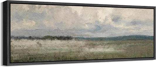 SIGNFORD Large Framed Canvas Moody Overcast Landscape Illustrations Modern Art Calm Warm for Living Room, Bedroom, Office - 60"x20"