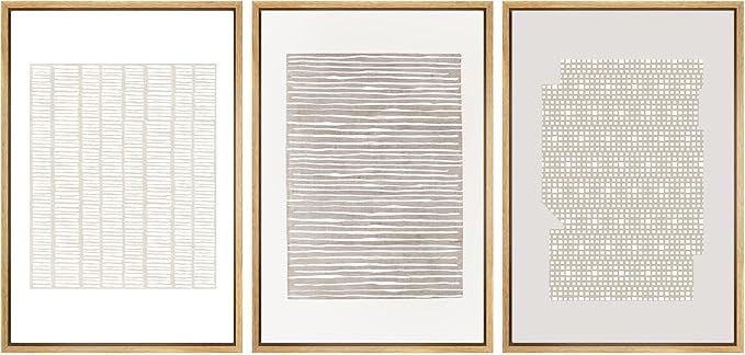 SIGNWIN Framed Canvas Print Wall Art Set Tan Geometric Pattern Landscape Abstract Shapes Cozy Neutral Modern Art Decorative Boho Relax Nordic for Living Room, Bedroom, Office - 24"x36"x3 Natural