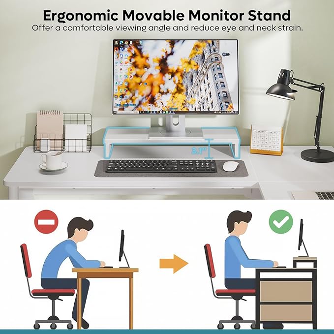 Bestier L Shaped Desk with File Drawer, 55.7" x 55" Office Computer Desk with Round Corners, Modern Desk with Monitor Stand & Fluted Panels for Home Office, White