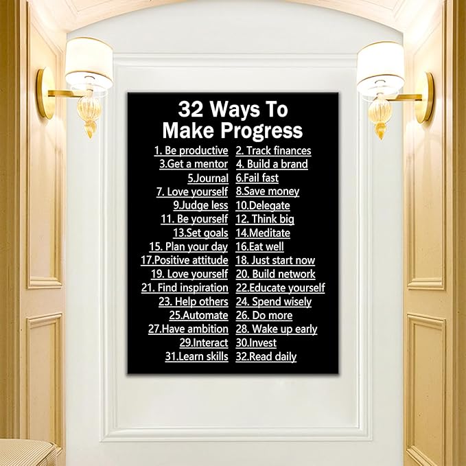 Motivational Office Poster Canvas Wall Art Success Inspirational Inspiring Quotes Picture Painting Wall Decor Artwork for Modern Home Living Room School Hallway Stretched and Framed [30''W X 40''H]