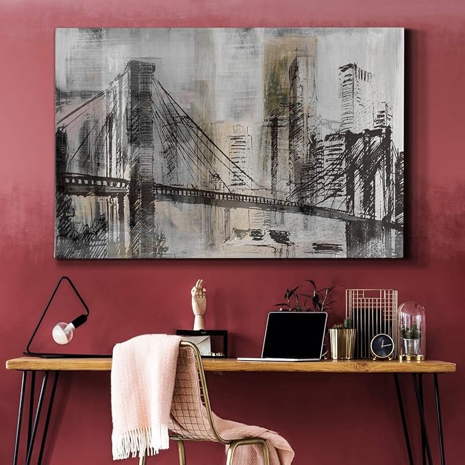 Landscape Wall Art Premium Gallery Wrapped Canvas Abstract Ocean Forest Modern Artwork Decoration for Living Room Kitchen Bathroom Office, Ready to Hang