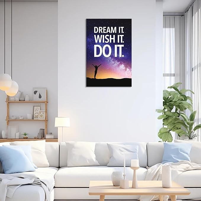 Funky Motivational Quotes Wall Art Trendy Motivational Dream It Wish It Do It Canvas Poster Work Motivation Hustle Inspiring Prints Painting For Office Living Room Wall Decor 16x24in Framed
