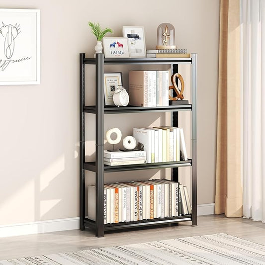 20" W*54" H Book Shelf，4 Tier Metal Wide Bookshelf，Heavy Duty Book Shelfs，Adjustable Shelving Unit，Tall Bookcase，Industrial Bookshelf for Living Room，Bedroom，Office and Library
