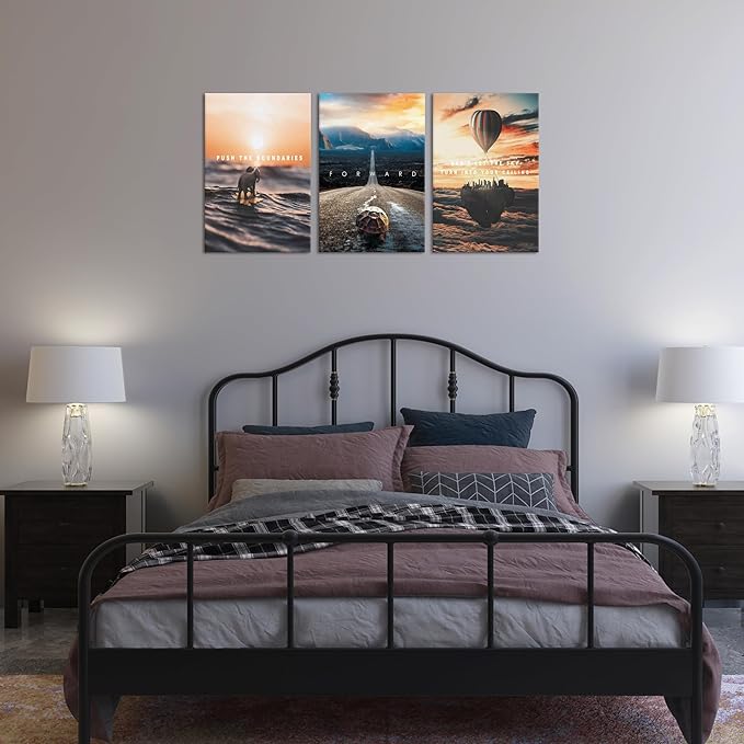 3 Pieces Inspirational Wall Art Large Motivational Wall Decor for Office Pictures Posters Framed Canvas Wall Art Prints Painting Artwork Decor Ready to Hang in Living Room Bedroom Classroom