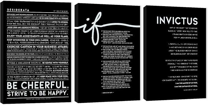 3 Piece Inspirational Wall Art, Black Background Sayings Picture, Quotes Motivational Canvas Prints for Office Decor, Triptych Entrepreneur Painting Framed Artwork for Home Wall Decor (48"Wx24" H)