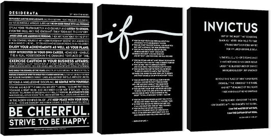 3 Piece Inspirational Wall Art, Black Background Sayings Picture, Quotes Motivational Canvas Prints for Office Decor, Triptych Entrepreneur Painting Framed Artwork for Home Wall Decor (48"Wx24" H)