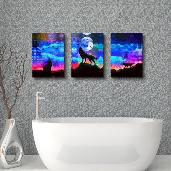 Lapremoly Wall Decor For Living Room Framed Canvas Wall Art For Bedroom Modern Family Pictures Bathroom Wall Decor Hang Wall Office Canvas Art Prints Home Decoration Wolf Abstract Paintings Artwork