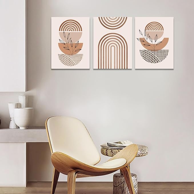 DZRWUBHS Boho Wall Decor Canvas Art Set - Living Room, Bedroom, Office - Abstract Line Paintings - 3 Piece Set - 12x16