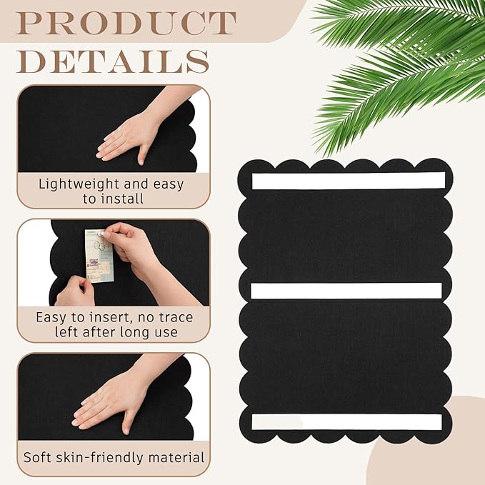 Scalloped Felt Bulletin Board 36 x 24 Inches Foldable Black Pin Cork Board Alternative for Wall, 3' x 2' Trifold Picture Vision Self Adhesive Bulletin Decorative