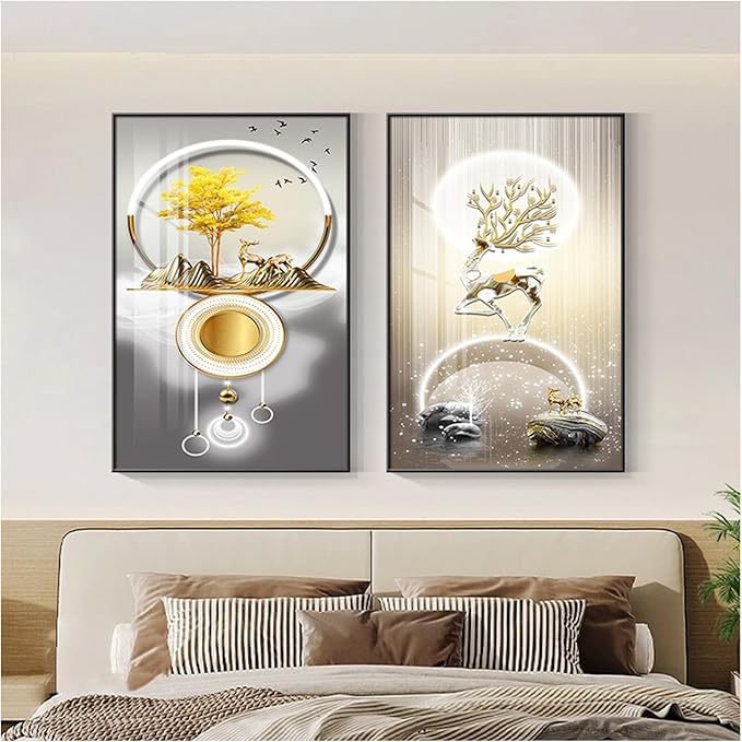 Wall Art for Office Framed Decorative Oil Painting Set Posters for Room Decorative Modern Artwork Ready to Hang 2 Pieces,N,23.6 * 15.7in
