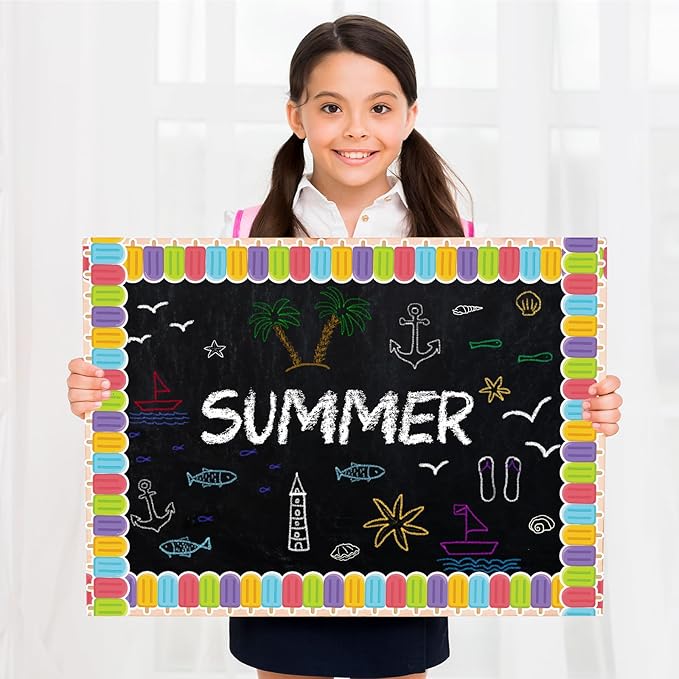 72 Feet Cool Ice Pops Border Summer Bulletin Board Borders Trim for Summer Classroom Party Decoration