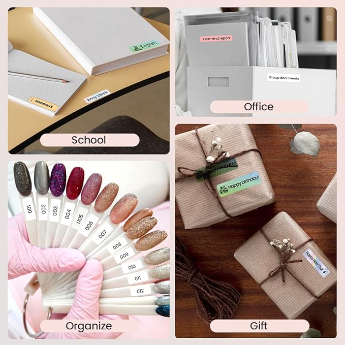 Label Maker Machine with 3 Tapes - White/Clear/Gold Labels, Phomemo D30 Portable Handheld Bluetooth Mini Label Printer, Multiple Templates Fonts Icon, Thermal Small Label Printer Rechargeable for Home
