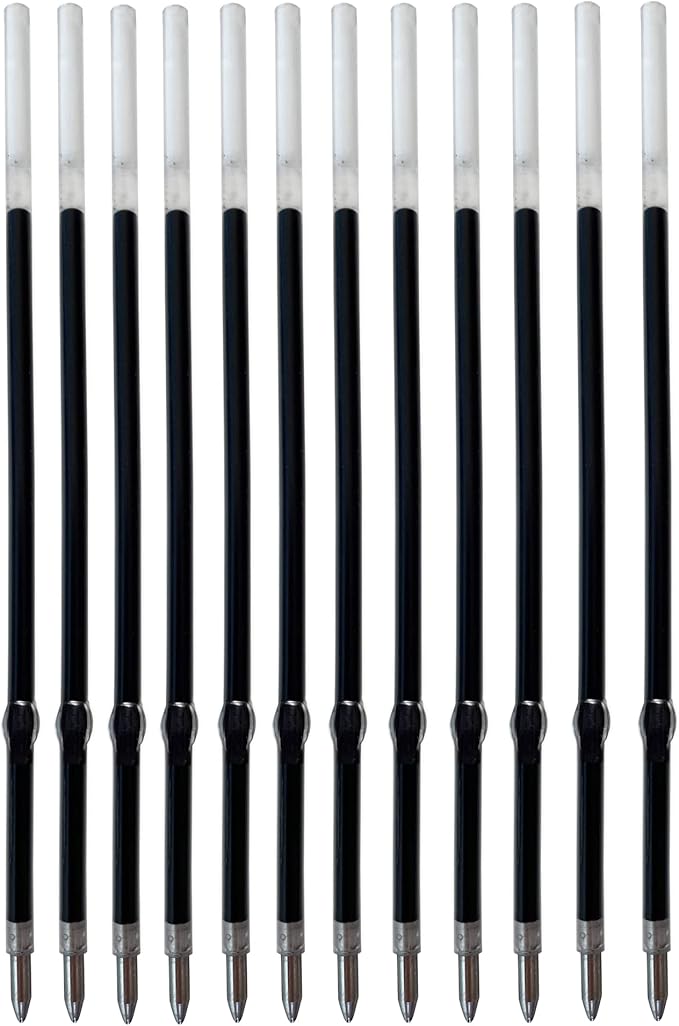 Pack of 12 Gel Ink Refill for Retractable Pens, Medium Tip Point 0.7mm, Black Ink, Fits Retractable Pen, Universal Size Refill, 115mm/11.5cm/4.5 inches (Black, 115mm)