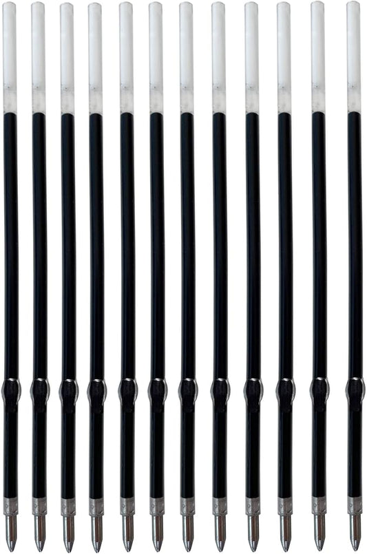 Pack of 12 Gel Ink Refill for Retractable Pens, Medium Tip Point 0.7mm, Black Ink, Fits Retractable Pen, Universal Size Refill, 115mm/11.5cm/4.5 inches (Black, 115mm)