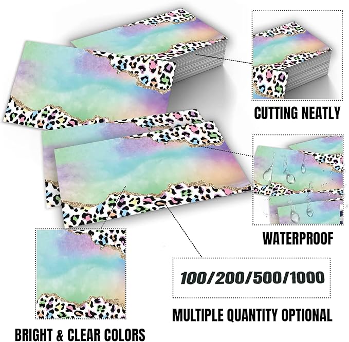 Business Cards Customize with Leopard Templates, Custom Business Cards Personalized with Your Logo, 3.5"X 2" 300gsm Matte Paper for Small Business