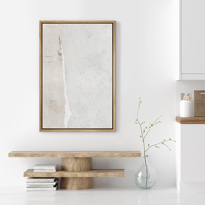 SIGNWIN Framed Canvas Print Wall Art Gray Tan Watercolor Pastel Color Abstract Shapes Illustrations Modern Decorative for Living Room, Bedroom, Office - 16"x24" Natural
