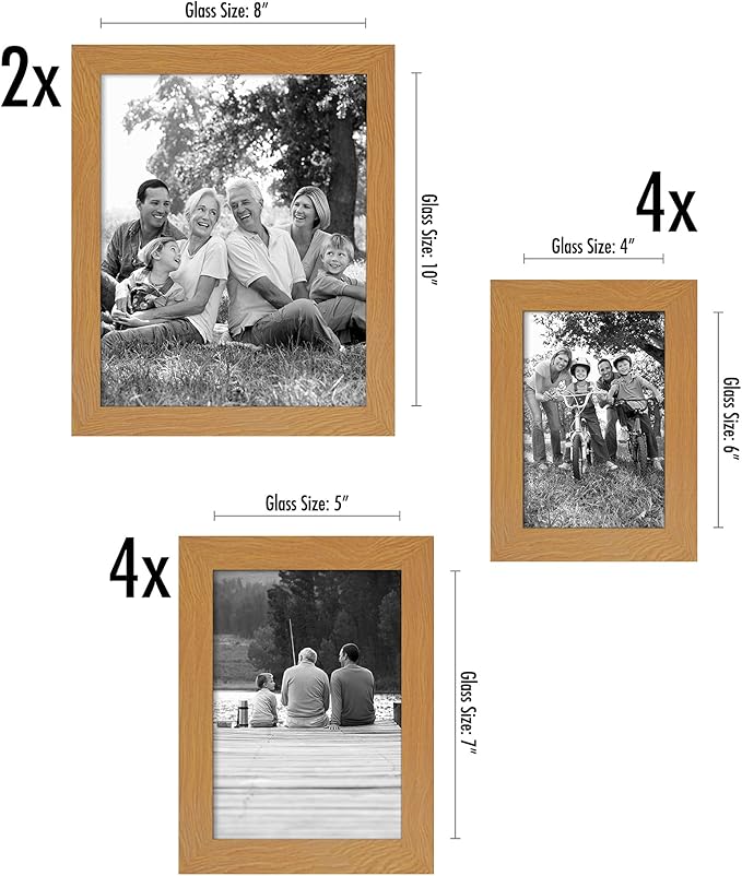 Americanflat Set of 10 Picture Frames with Shatter-Resistant Glass - Gallery Wall Frame Set with Two 8x10, Four 5x7 and Four 4x6 Frames - Signature Collection - Dark Oak