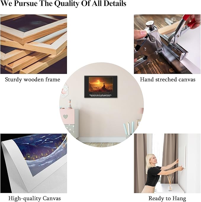 UZMKM - Office Wall Art, Motivational & Inspirational Quotes Canvas Wall Art for Home Office Wall Decor, Positive Quote Wall Decor, OPPORTUNITY Words Poster Frame for Company Wall Decor 28x40 Inch