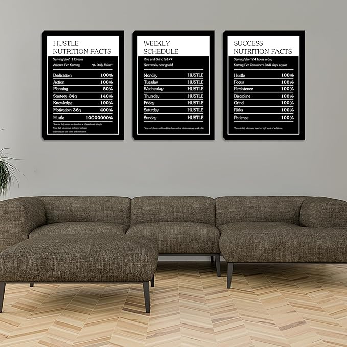 Halioyo 3 Pcs Motivational Wall Art, Inspirational Canvas Wall Art Decor for Men Women Office Bedroom Living Room Positive Quotes Wall Decor Poster Painting Picture 12x16inch