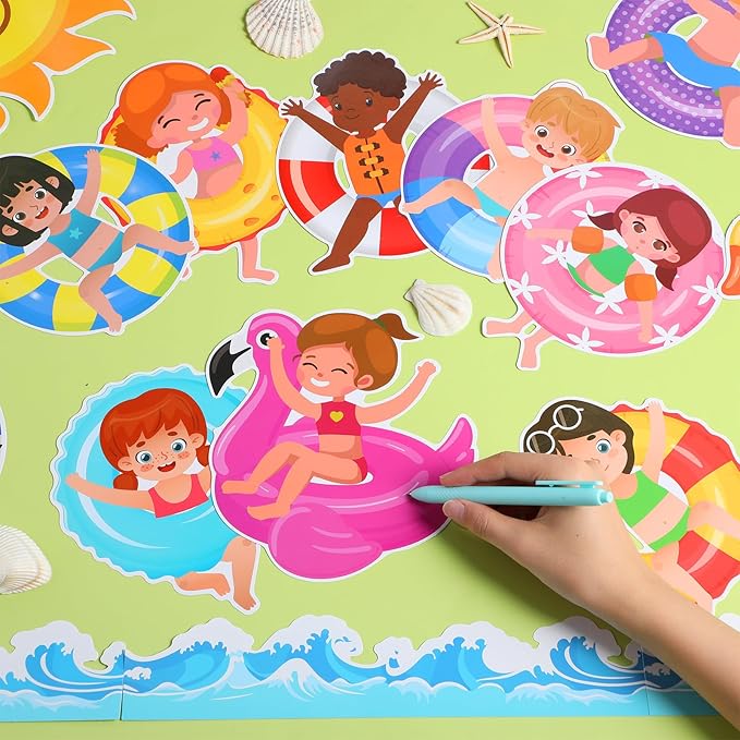 Pajean Summer Bulletin Board Set Summer Classroom Decoration Paper Cutout for Back to School Class Window Wall Home Party Decor(Float)