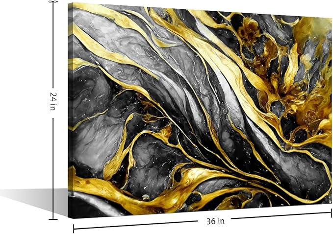 Wall Art Canvas Decor Abstract Marble Art Poster 1 Panel Modern Realistic Watercolor Painting Picture Prints on Canvas for Men Lady Living Room Decoration Stretched and Framed Ready to Hang 36x24 in