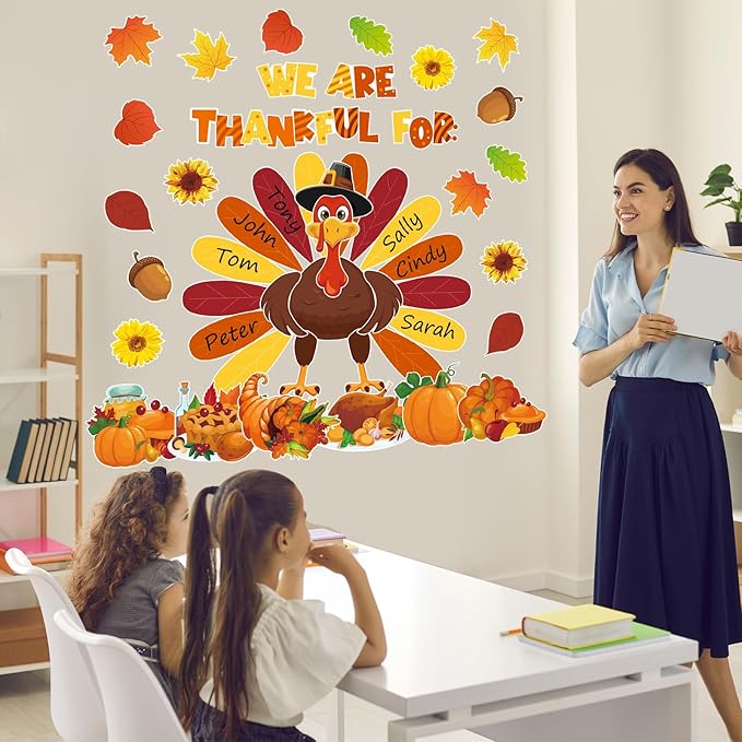 Thanksgiving Bulletin Board Decorations, Fall Classroom Decorations Set, Turkey and Fall Themed Bulletin Boards Decor for Classroom Elementary Middle High School (Turkey)
