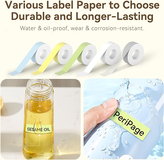 PeriPage Label Maker with Tape, P10 Bluetooth Label Printer with 0.55''x13.8 ft Continuous Labels, Mini Thermal Sticker Printers with Multiple Templates for Home Use, Office Organization