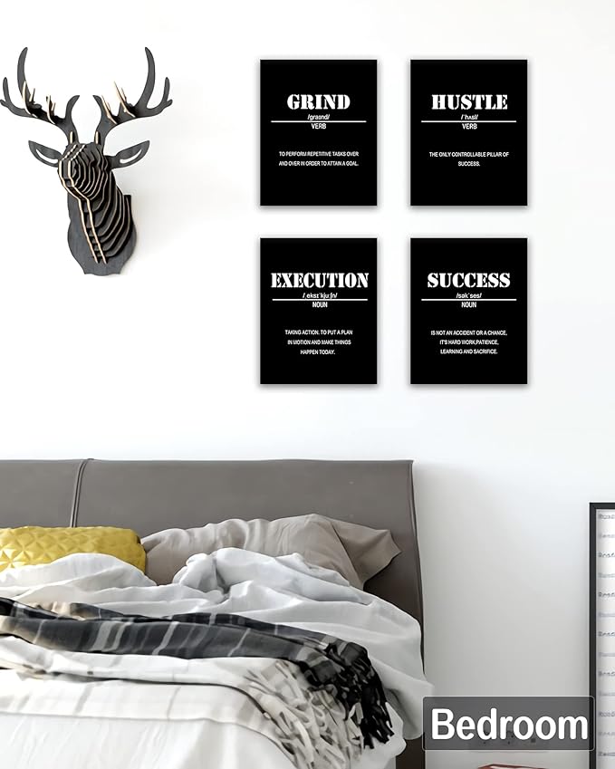 Inspirational Office Canvas Wall Art Framed,Motivational Wall Decor for Office,Inspirational Quotes Wall Art for Living Room,Sayings for Wall Decor,8” x10” x4 PCS (FRAMED)